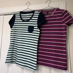 Talbots  Navy Striped and Pink Striped Short Sleeve Women’s Tees Size US S